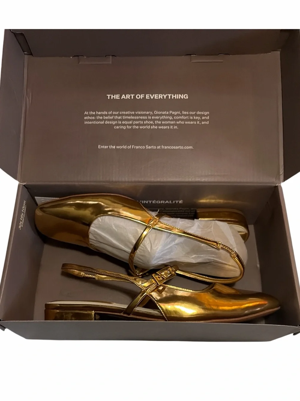 NIB Franco Sarto gold L-Destin slingback flats